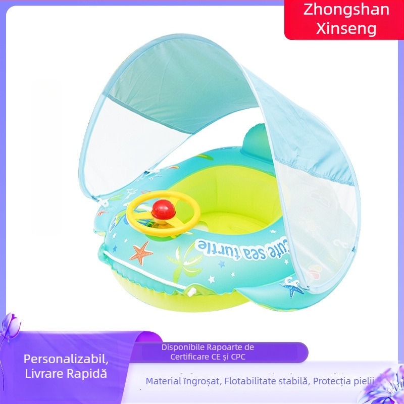 Inel gonflabil pentru copii, în formă de rechin, design desen animat