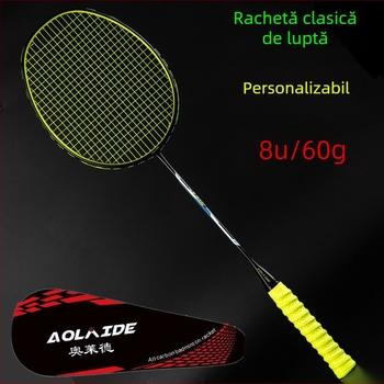 Olide rachetă de badminton, fibră de carbon integrală, rachetă unică, pentru adulți, ofensivă, ușoară, profesional până la avansat