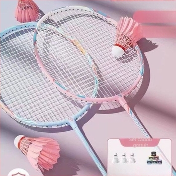 Set de badminton pentru competiții profesionale, ramă din aliaj de titan, durabil, elasticitate înaltă, pentru antrenament și distracție, două rachete ușoare cu husă