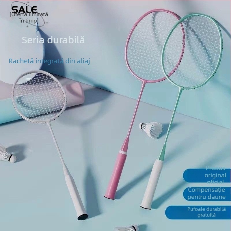 Set de badminton pentru competiții profesionale, ramă din aliaj de titan, durabil, elasticitate înaltă, pentru antrenament și distracție, două rachete ușoare cu husă