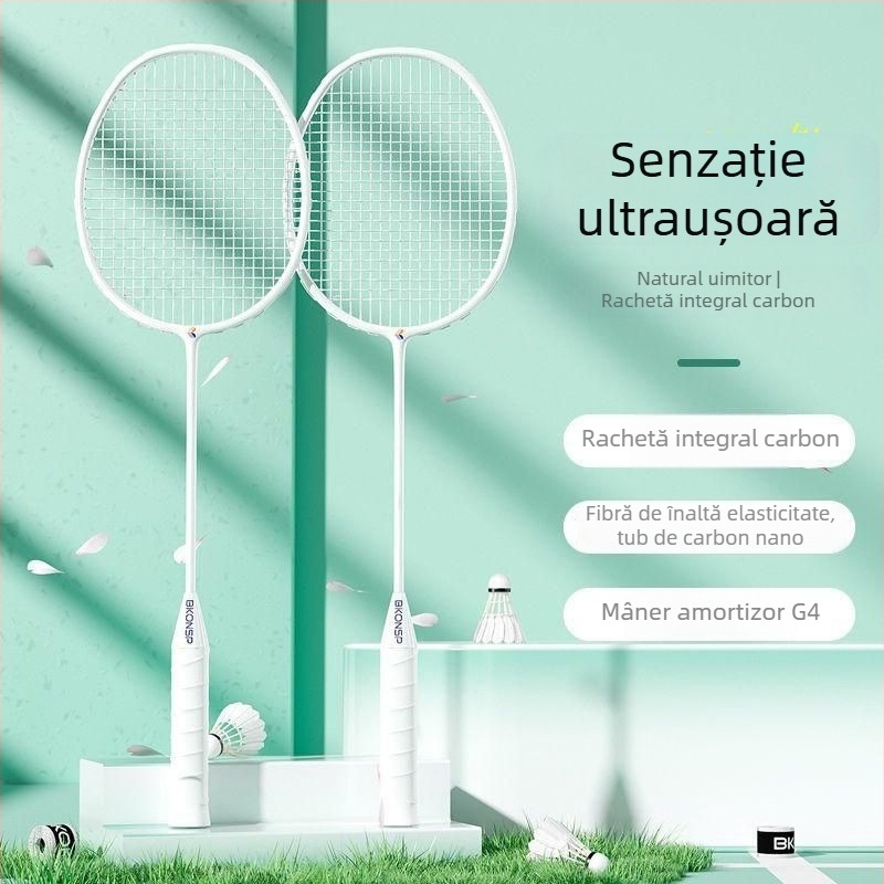 Set de badminton pentru competiții profesionale, ramă din aliaj de titan, durabil, elasticitate înaltă, pentru antrenament și distracție, două rachete ușoare cu husă