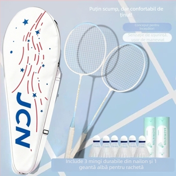 Rachetă de badminton în nuanțe macaron pentru începători, construcție durabilă din aliaj cu elasticitate înaltă pentru joc ofensiv și defensiv