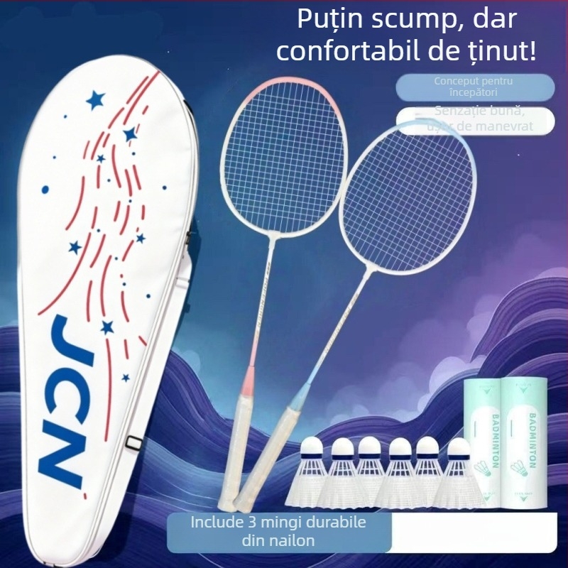 Rachetă de badminton în nuanțe macaron pentru începători, construcție durabilă din aliaj cu elasticitate înaltă pentru joc ofensiv și defensiv