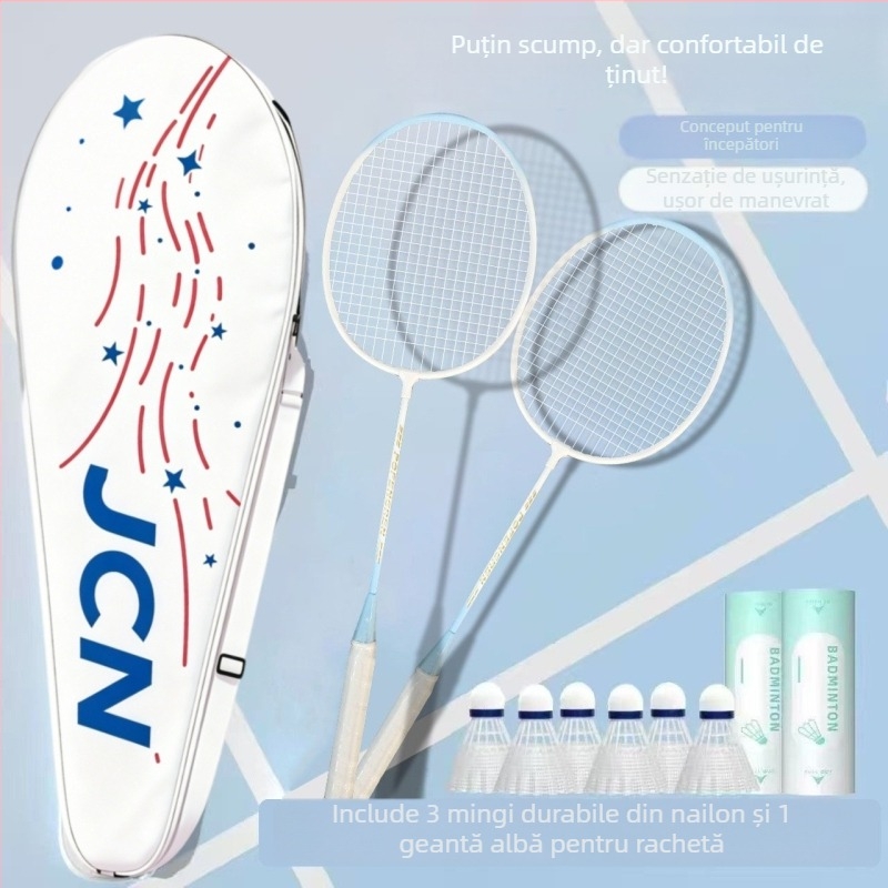 Rachetă de badminton în nuanțe macaron pentru începători, construcție durabilă din aliaj cu elasticitate înaltă pentru joc ofensiv și defensiv