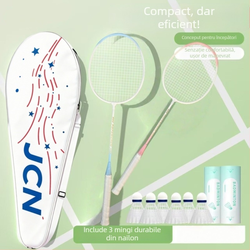 Rachetă de badminton în nuanțe macaron pentru începători, construcție durabilă din aliaj cu elasticitate înaltă pentru joc ofensiv și defensiv