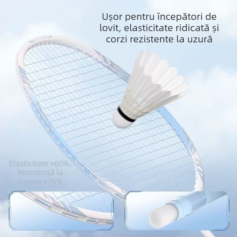 Rachetă de badminton în nuanțe macaron pentru începători, construcție durabilă din aliaj cu elasticitate înaltă pentru joc ofensiv și defensiv
