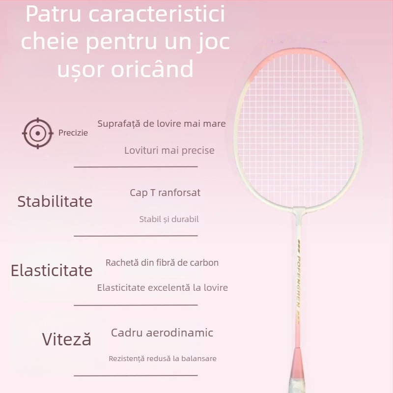 Rachetă de badminton în nuanțe macaron pentru începători, construcție durabilă din aliaj cu elasticitate înaltă pentru joc ofensiv și defensiv