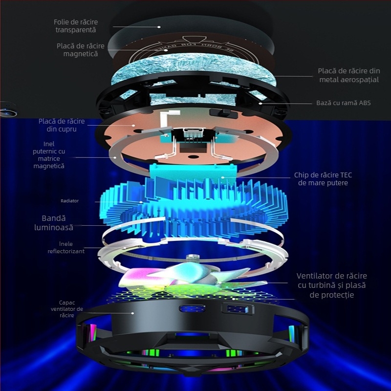 Noul răcitor cu placă plată din semiconductori X42 cu prindere magnetică, silențios, portabil, pentru smartphones cu ecran mare