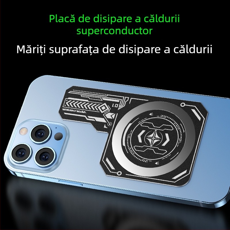 Placă de răcire pentru telefonul mobil, din aliaj de aluminiu, atașare magnetică, lavabilă și reutilizabilă
