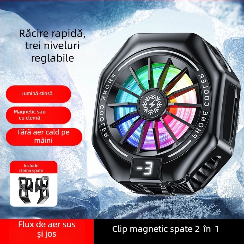 Răcitor pentru telefon mobil, 27W, clips magnetic pe spate, afișaj digital, răcire prin semiconductori