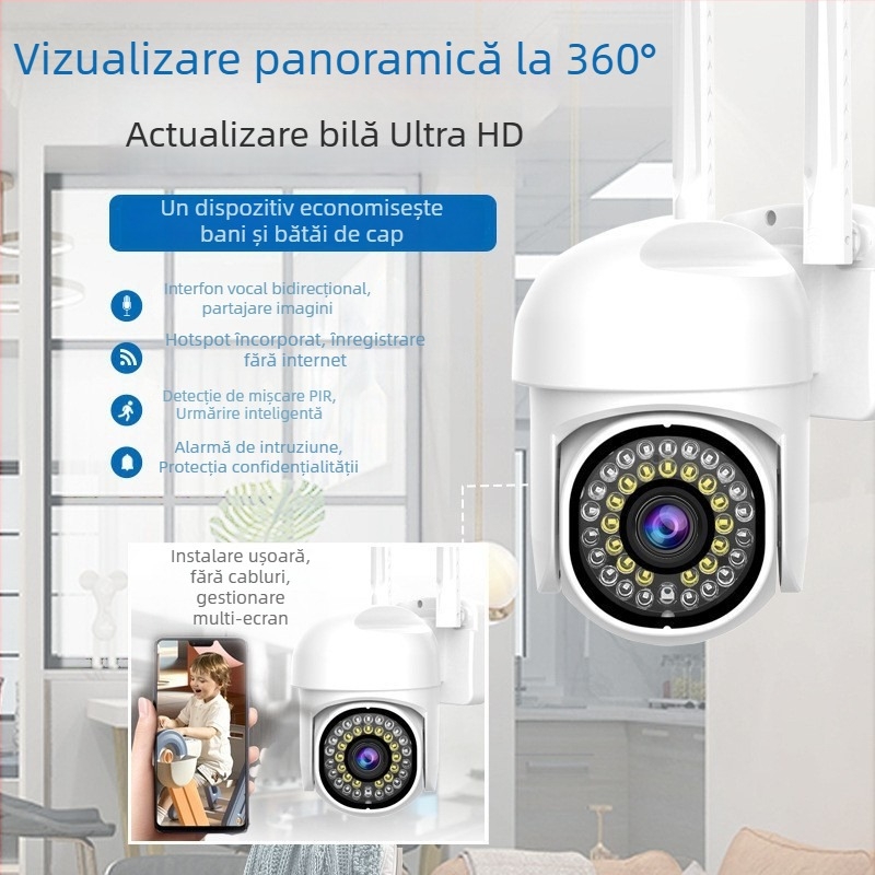 Cameră de supraveghere în formă de bec, 1080p HD, lampă inteligentă pentru uz casnic
