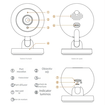 Cameră A2 de supraveghere HD, vizibilitate în noapte, wireless Wi-Fi, monitorizare pentru bebeluși, 1080p, securitate inteligentă pentru casă