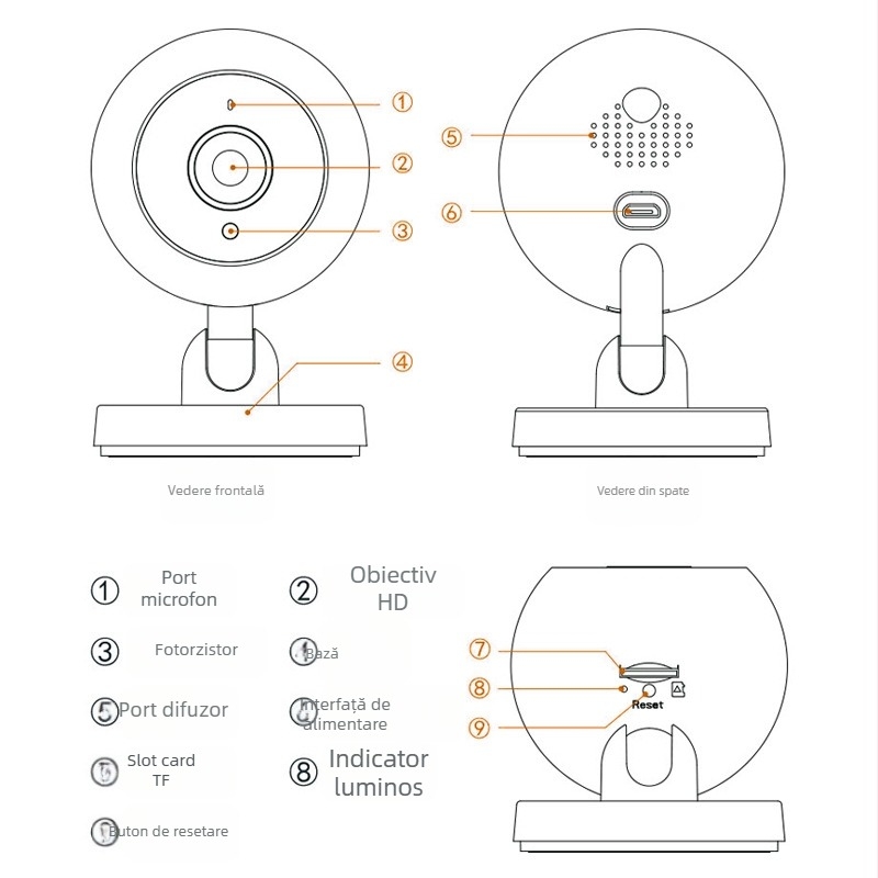 Cameră A2 de supraveghere HD, vizibilitate în noapte, wireless Wi-Fi, monitorizare pentru bebeluși, 1080p, securitate inteligentă pentru casă
