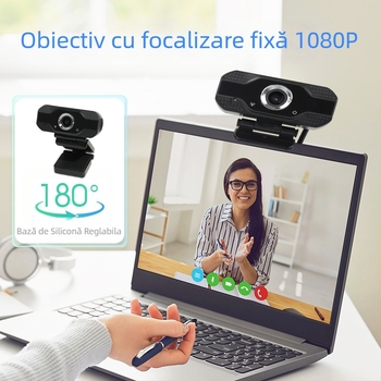 Webcam USB 1080p cu microfon încorporat pentru videoconferințe și învățare online