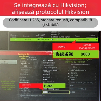 Cameră IP POE 5MP, culoare completă, exterior, cu audio, impermeabilă, protocol Hikvision