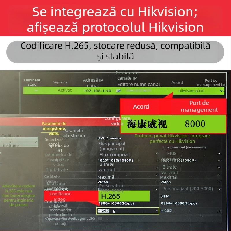 Cameră IP POE 5MP, culoare completă, exterior, cu audio, impermeabilă, protocol Hikvision