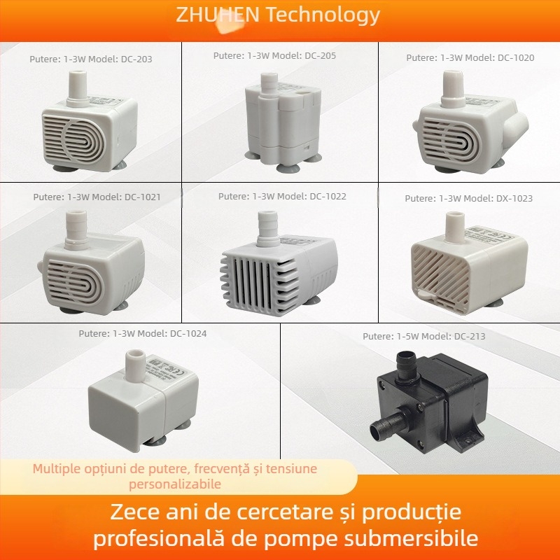 Pompa submersibilă cu aspirație la bază pentru acvarii, umidificatoare și hidroponie — micro pompă de apă DC pentru animale de companie