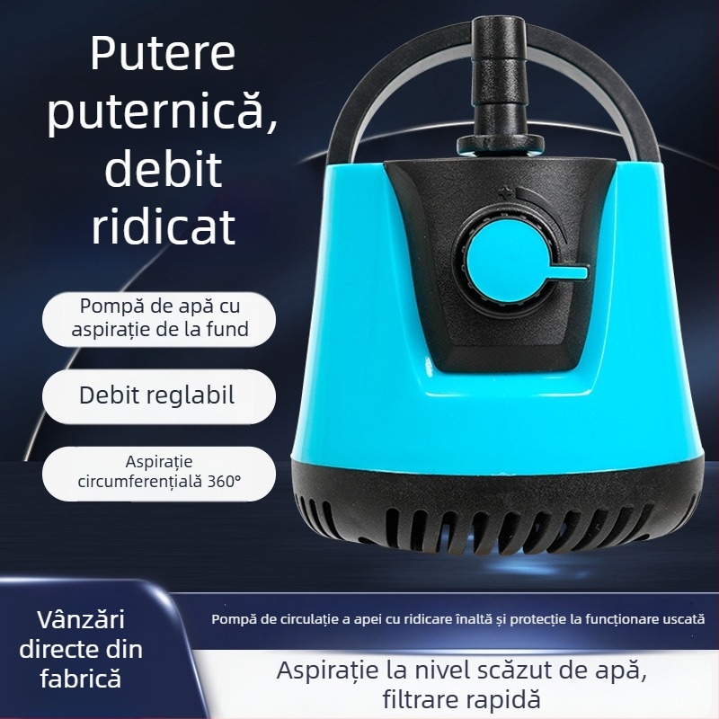 Pompa submersibilă multifuncțională cu protecție la funcționare fără apă, filtrare silențioasă, circulație a apei și eliminare deșeuri din acvariu