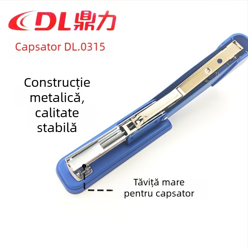 Dingli capsator metalic mediu, ergonomic standard model, compatibil cu 24/6 și 26/6, pentru birou și școală