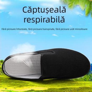 Papuci de vară pentru bărbați, cu partea superioară din țesătură și talpă din cauciuc, respirante și confortabile pentru interior