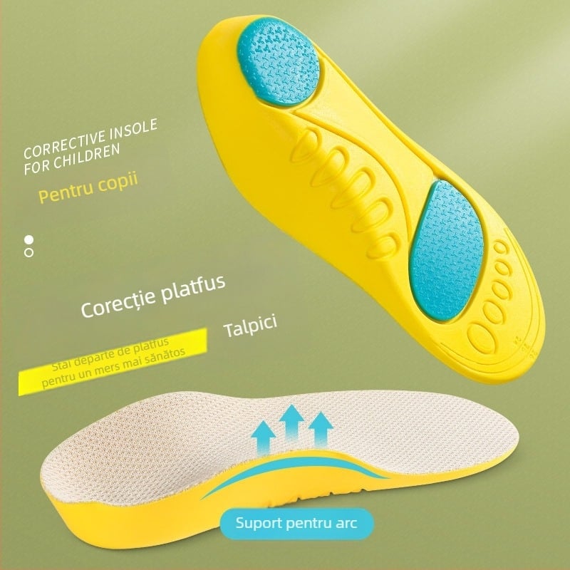 Tălpi ortopedice pentru corecția platfusului la copii, moi, respirante, absorbante la transpirație, cu sprijin pentru arc, potrivite pentru adidași pentru copii