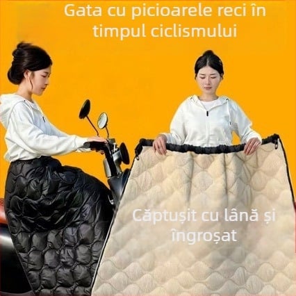 Fustă antivânt pentru bicicletă electrică, protecție caldă pentru picioare, șorț impermeabil din velur gros