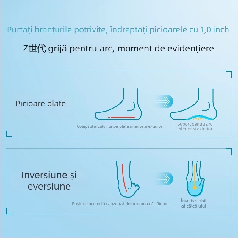 Tălpi cu suport de arc pentru încălțăminte, tălpi sportive cu creștere înălțime, talpă elastice cu absorbție de șoc, pentru femei și bărbați, alinierea piciorului valgus