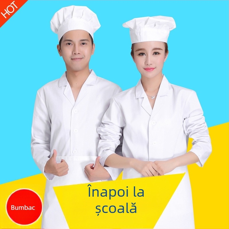 Uniformă de bucătar unisex pentru cantinele școlare și grădinițe, respirabilă, rezistentă la ulei, cu mânecă scurtă și lungă