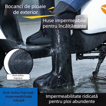 Capace de pantofi din PVC, impermeabile, înalte, antiderapante, pentru ciclism și activități în aer liber