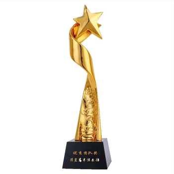 Trofeu clasic creat din rășină cristalină pentru competiții ale firmei – cadou decorativ, suvenir cu stea cu cinci colțuri