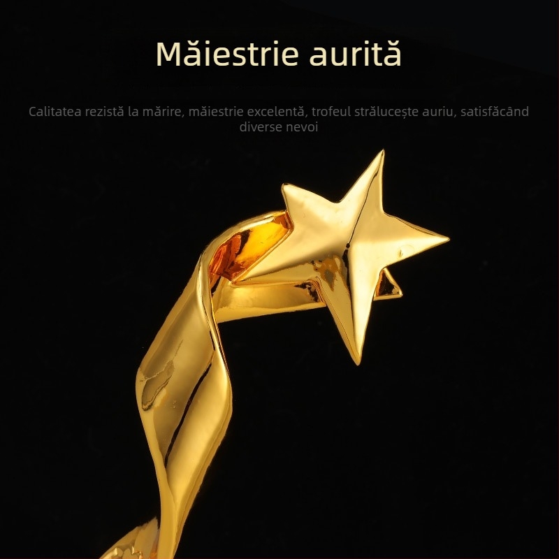 Trofeu clasic creat din rășină cristalină pentru competiții ale firmei – cadou decorativ, suvenir cu stea cu cinci colțuri