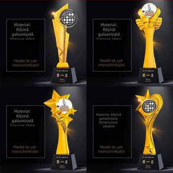 Trofeu de cristal personalizat pentru concursuri de jocuri de societate – Go, șah, Gomoku și damă, suvenir premium