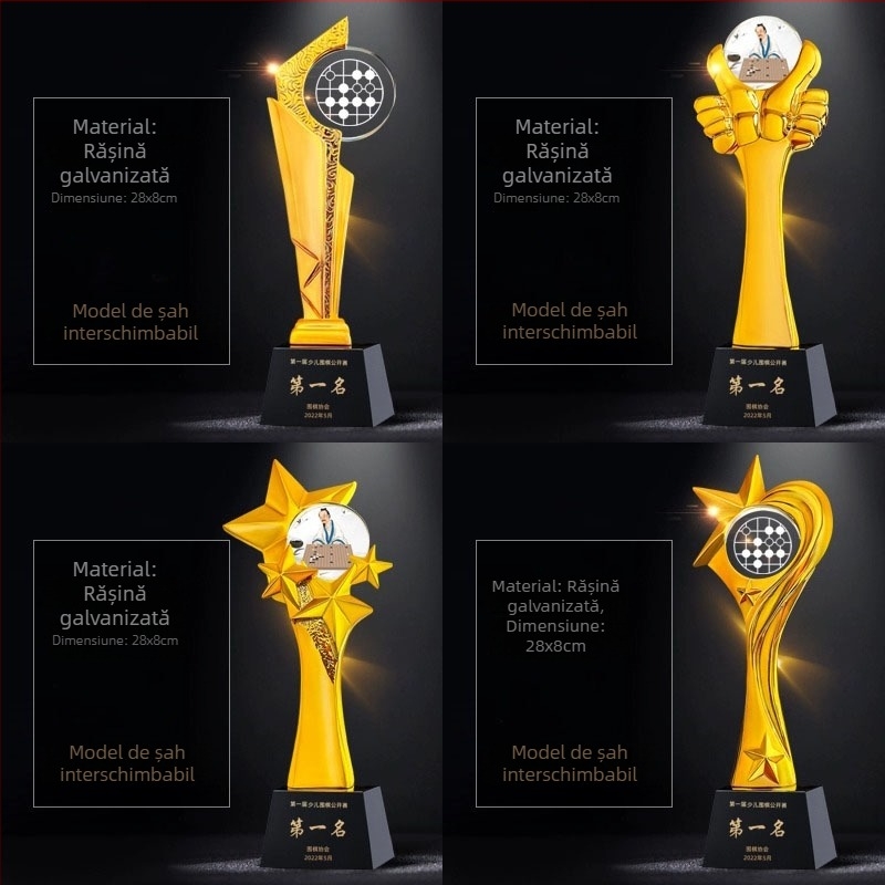 Trofeu de cristal personalizat pentru concursuri de jocuri de societate – Go, șah, Gomoku și damă, suvenir premium