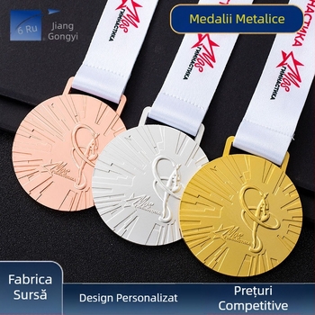 Medalie cu logo personalizat pentru maraton, finisaj metalic, aur/argint/bronz
