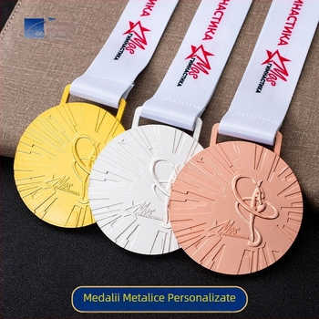 Medalie cu logo personalizat pentru maraton, finisaj metalic, aur/argint/bronz