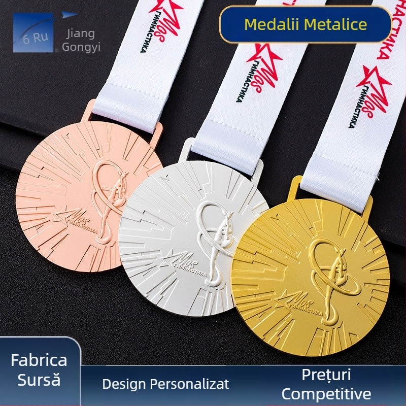 Medalie cu logo personalizat pentru maraton, finisaj metalic, aur/argint/bronz