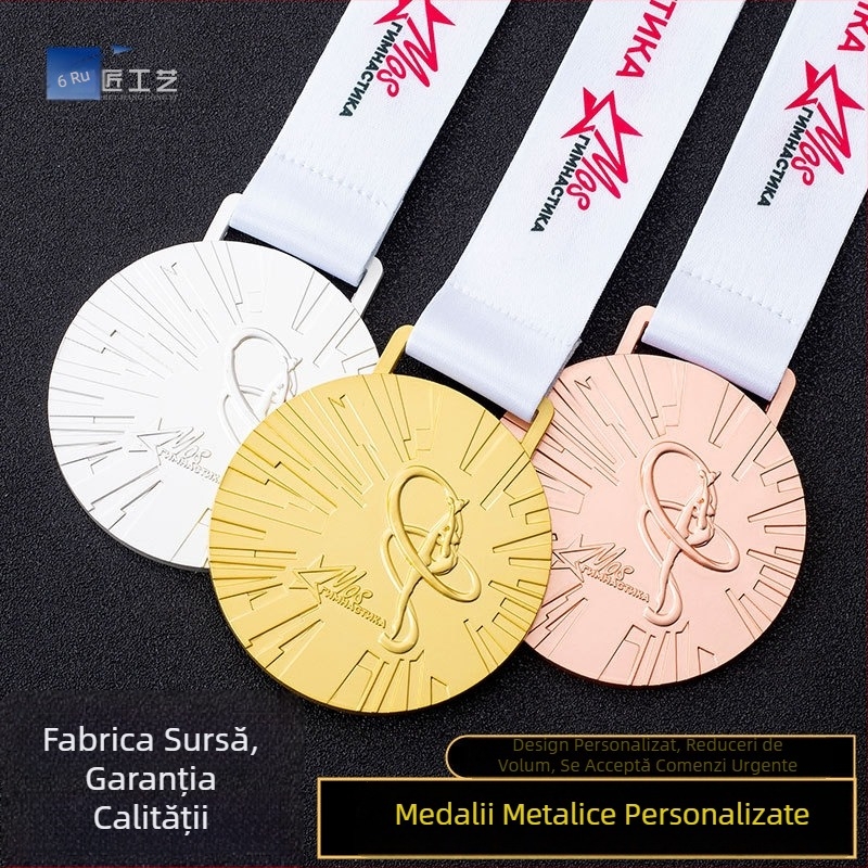 Medalie cu logo personalizat pentru maraton, finisaj metalic, aur/argint/bronz