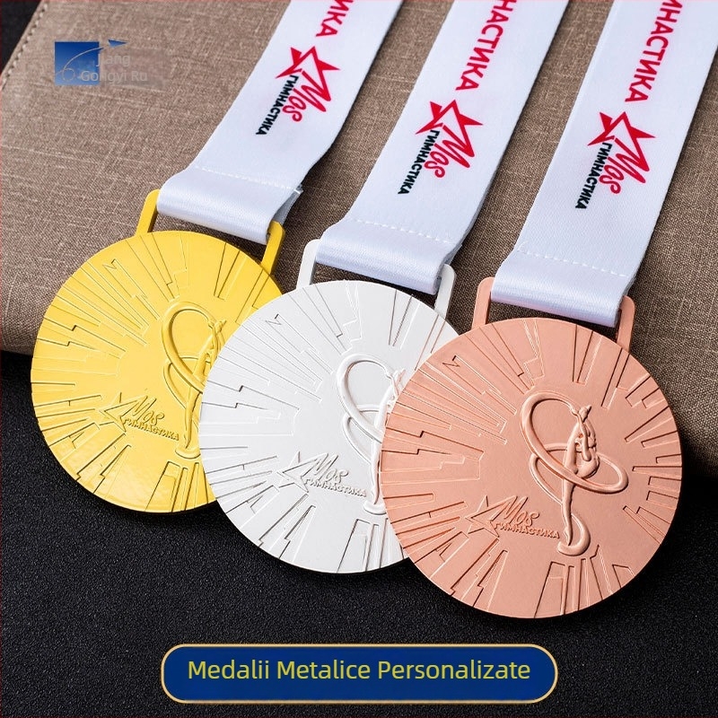 Medalie cu logo personalizat pentru maraton, finisaj metalic, aur/argint/bronz