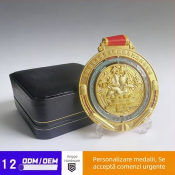 Medalie de maraton din aliaj de zinc, metal vopsit, design rotativ, logo personalizat