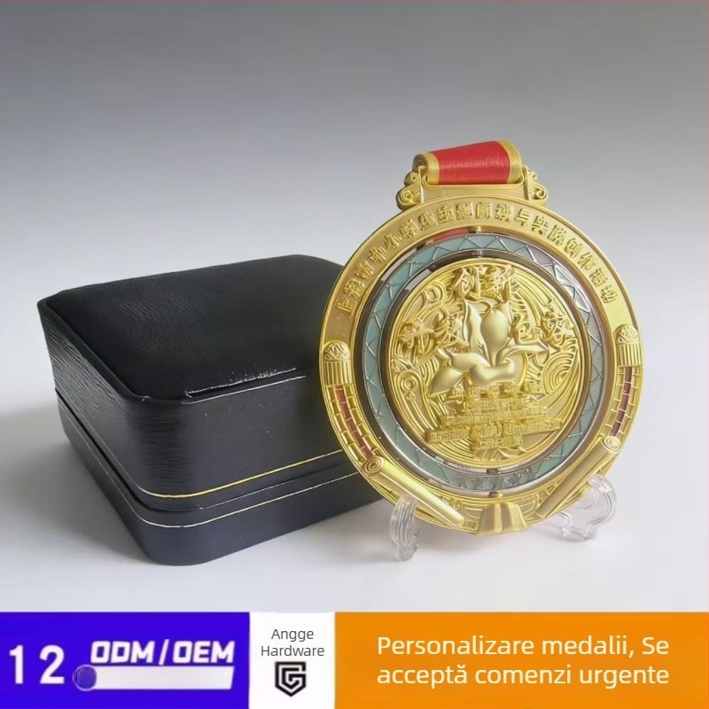 Medalie de maraton din aliaj de zinc, metal vopsit, design rotativ, logo personalizat