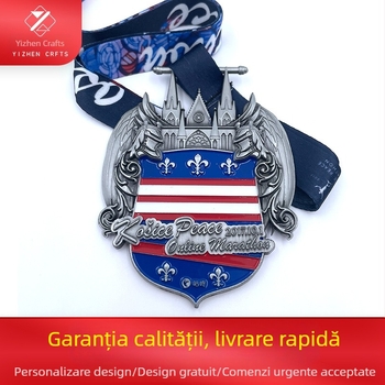 Medalii metalice personalizate pentru evenimente sportive și maratoane, medalii din aliaj de zinc, argintiu și bronz, medalii comemorative de onoare și acordare