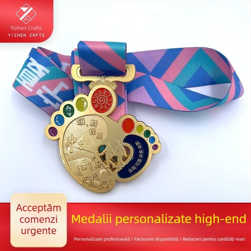 Medalii metalice personalizate pentru evenimente sportive și maratoane, medalii din aliaj de zinc, argintiu și bronz, medalii comemorative de onoare și acordare