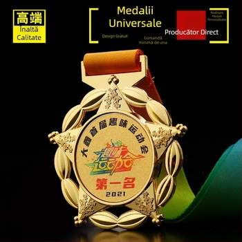 Medalie metalică personalizată pentru eveniment de maraton, placată cu aur, medalie memorială pentru copii
