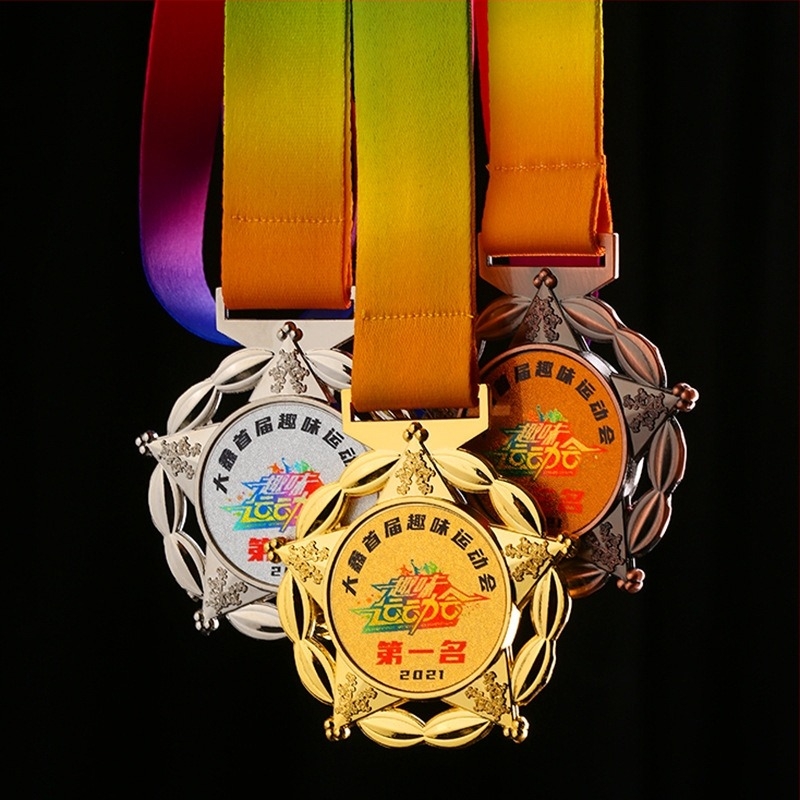 Medalie metalică personalizată pentru eveniment de maraton, placată cu aur, medalie memorială pentru copii