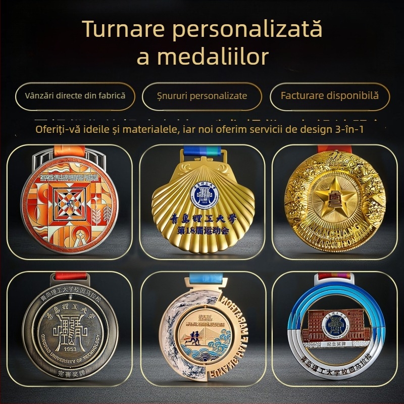 Medalii metalice de maraton personalizate pentru întâlniri sportive școlare, competiții cross-country și evenimente de alergare și ciclism