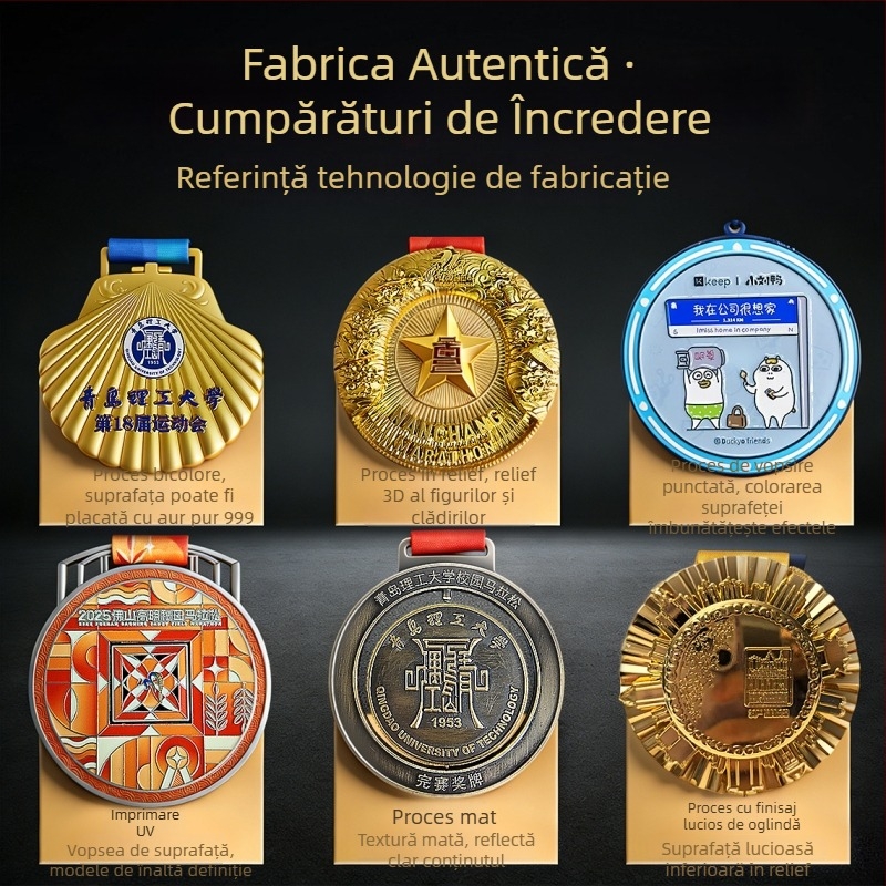 Medalii metalice de maraton personalizate pentru întâlniri sportive școlare, competiții cross-country și evenimente de alergare și ciclism