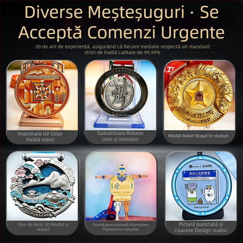 Medalii metalice de maraton personalizate pentru întâlniri sportive școlare, competiții cross-country și evenimente de alergare și ciclism
