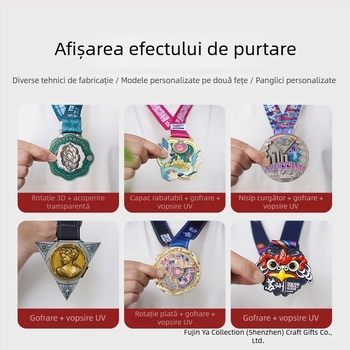 Medalie metalică de maraton pentru evenimente sportive școlare – alergare și ciclism – design de echipă personalizat