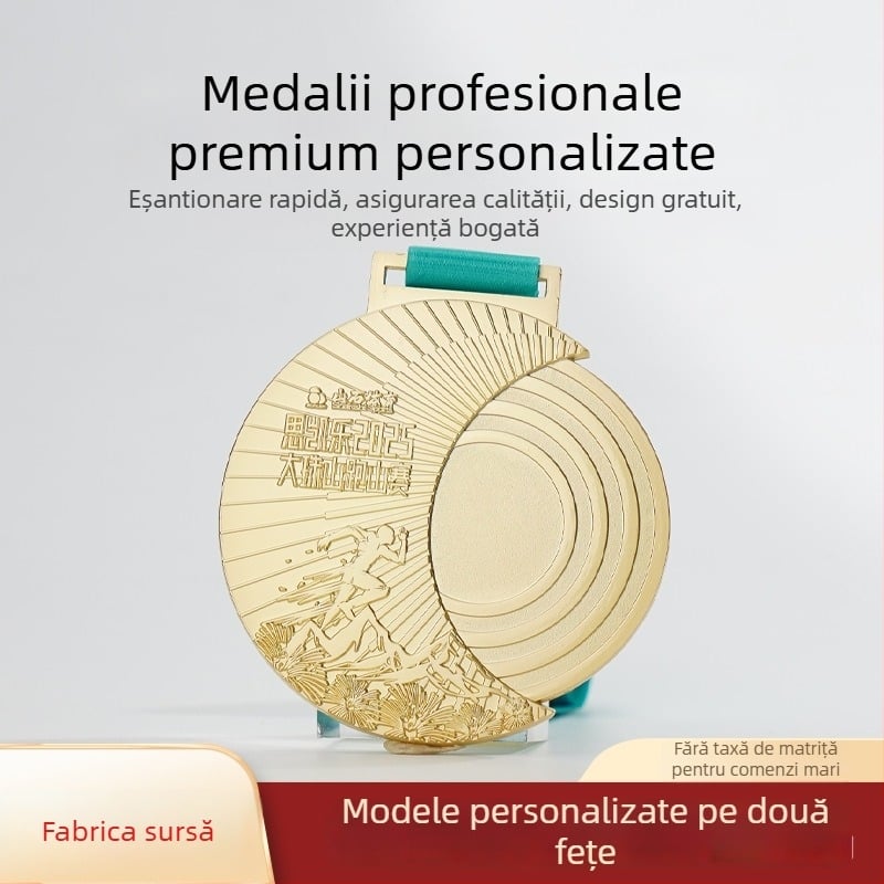 Medalie metalică de maraton pentru evenimente sportive școlare – alergare și ciclism – design de echipă personalizat
