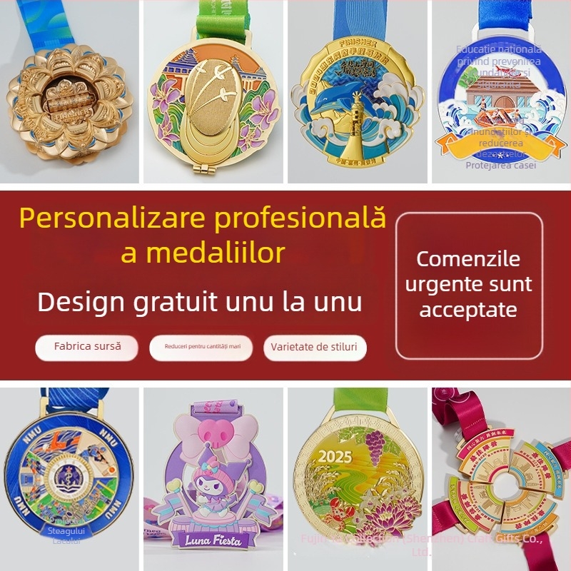 Medalie metalică de maraton pentru evenimente sportive școlare – alergare și ciclism – design de echipă personalizat
